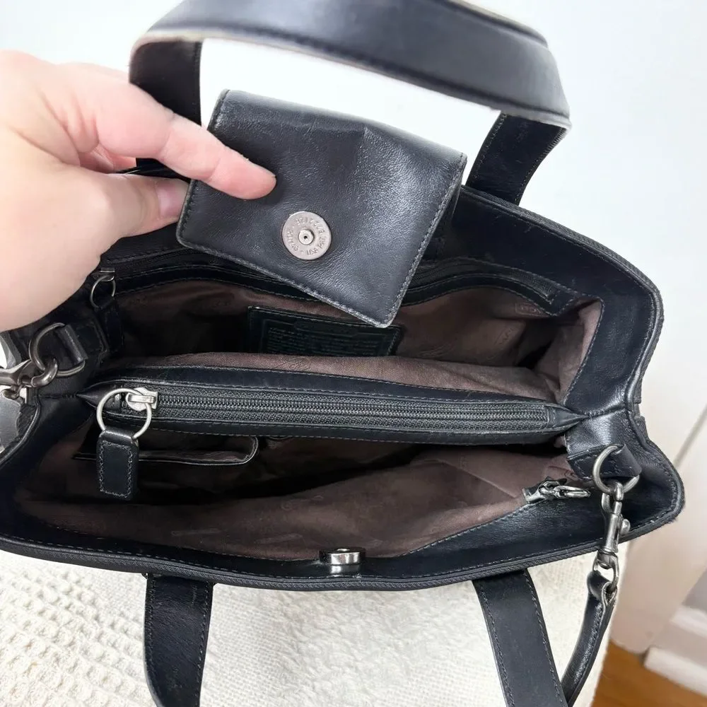 90s Vintage Coach Mercer Satchel 7400 Black Twill Leather Crossbody Tote Bag